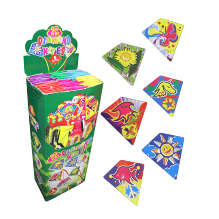 6 Pc Diamond Kite Easy Flyer Fun Kids Breeze Beach Outdoor Games Toys 24" x 26"