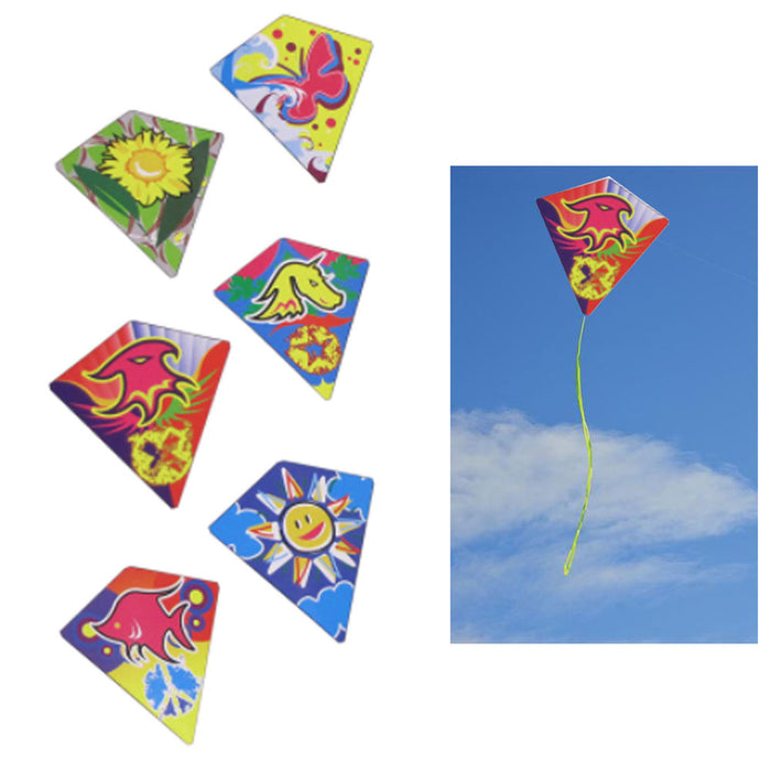 6 Pc Diamond Kite Easy Flyer Fun Kids Breeze Beach Outdoor Games Toys 24" x 26"