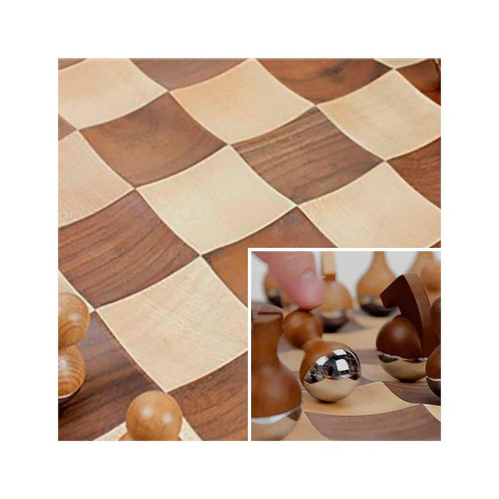 Umbra Wobble Chess Set Wooden Curvy Modern Collectors Gift Wood Board Home Decor