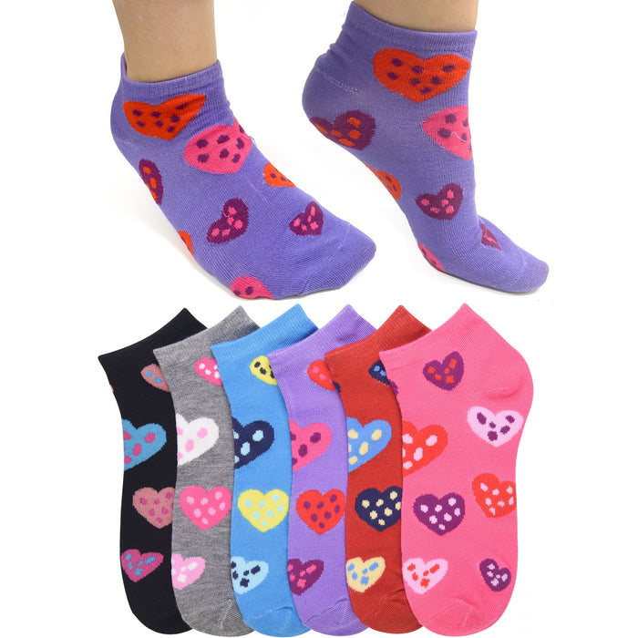 12 Pairs Women Fashion Hearts Cotton Colors Casual Ankle Low Cut Socks Size 9-11