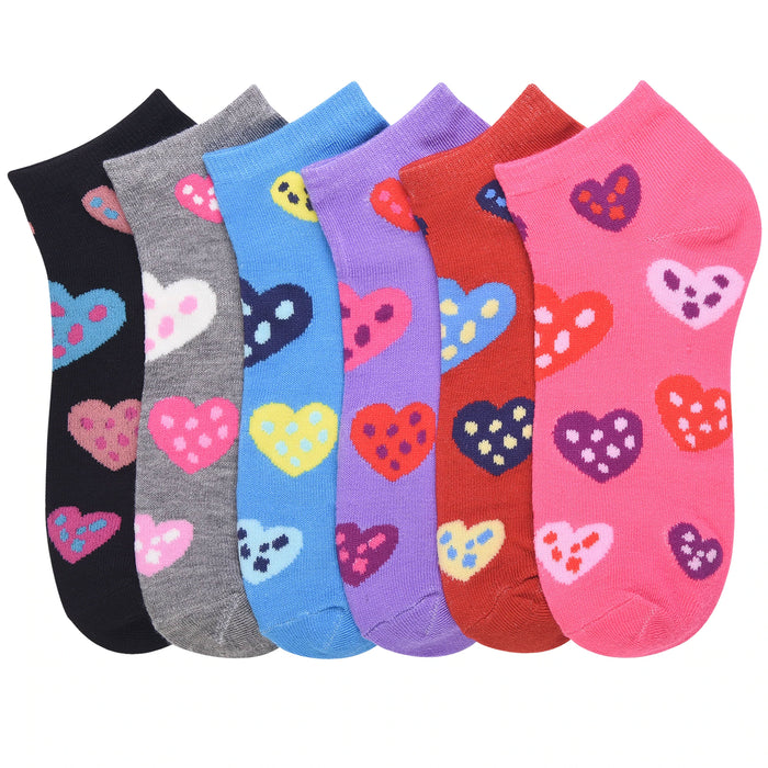 24 Pairs Women Hearts Fashion Cotton Multi Color Casual Ankle Low Cut Socks 9-11