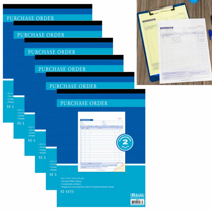 6 Receipt Book Purchase Order Carbonless Duplicate 2 Part 50 Sets Invoice Record