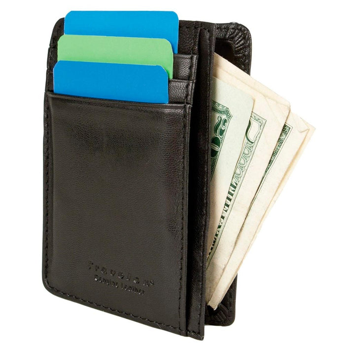Travelon RFID Blocking Wallet Cash Credit Card Sleeve Case Genuine Leather ID !
