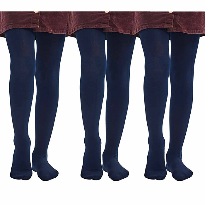 3 Girls Stockings Footed Tights Uniform Kids Toddler Ballet Dance Pantyhose Navy