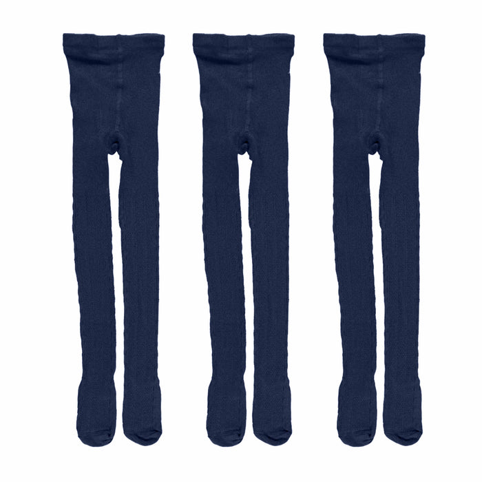 3 Girls Stockings Footed Tights Uniform Kids Toddler Ballet Dance Pantyhose Navy