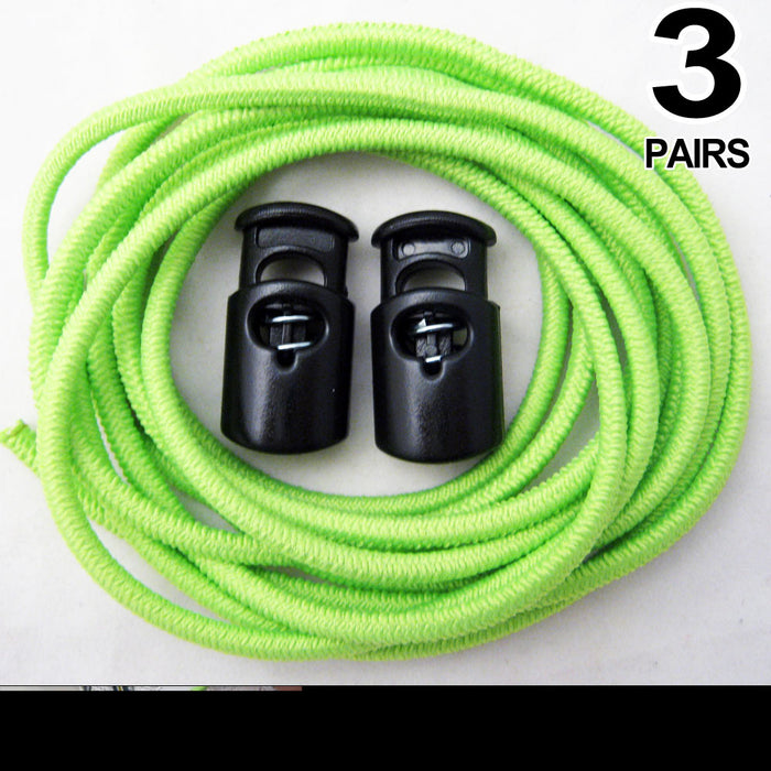 3 No Tie Elastic Shoelace Lock Laces Shoe Strings Fastening Locking Toggle Sport