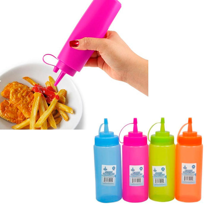 4 Plastic Squeeze Bottle 16 Oz Condiment Ketchup Mustard Mayo Dispenser Oil Salt