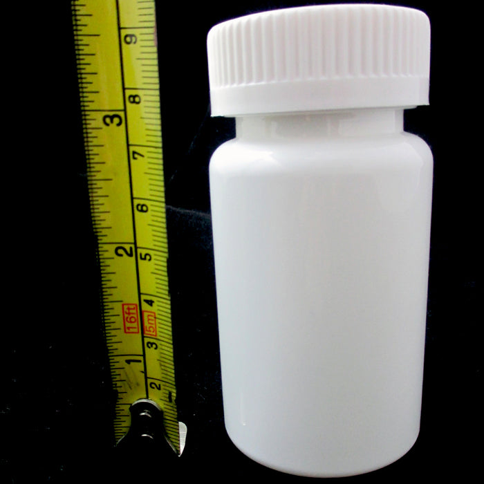 2 x Pill Bottle Storage Container Pet Tin Vial White 100ml Safety Cap Medicine