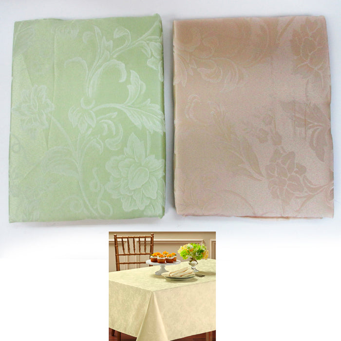 1Pc Fabric Oblong Tablecloth Rectangular 60" X 104" Damask Pattern Asst Colors