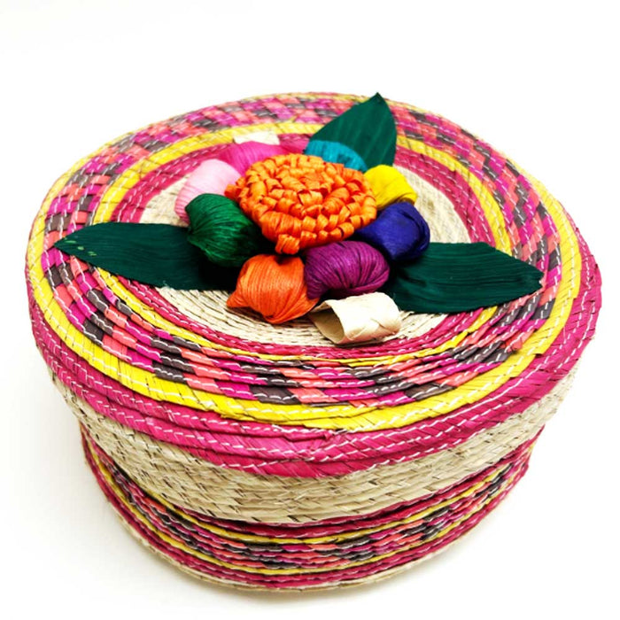 2 Genuine Mexican Handwoven Tortilla Basket 7" Tortillero Container Warmer Bowl