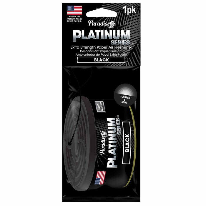4 Pc Paradise Platinum Air Freshener Hanging Car Aroma Fragrance Scent Black