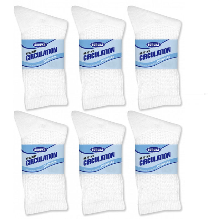 6 Pairs Diabetic Crew Circulatory Socks Health Support Mens Loose Fit Sz 9-11 !