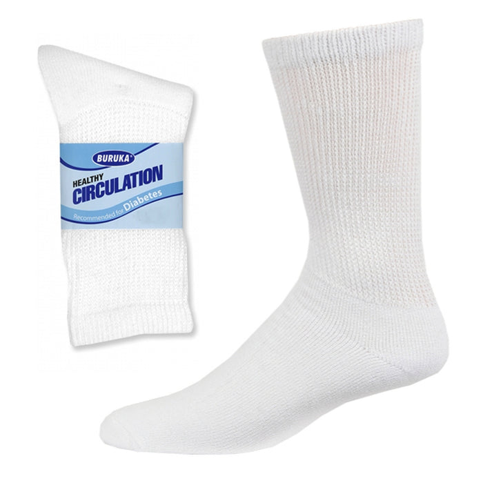 6 Pairs Diabetic Crew Circulatory Socks Health Support Mens Loose Fit Sz 9-11 !