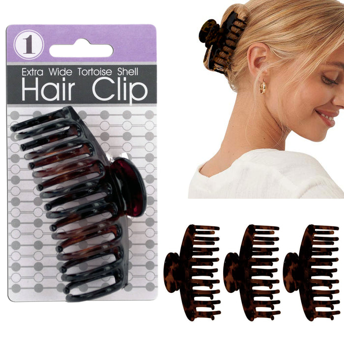 4 X Hair Claw Clips 3.5" Large Jaw Clip Clamp Jumbo Tortoise Shell Brown Women's