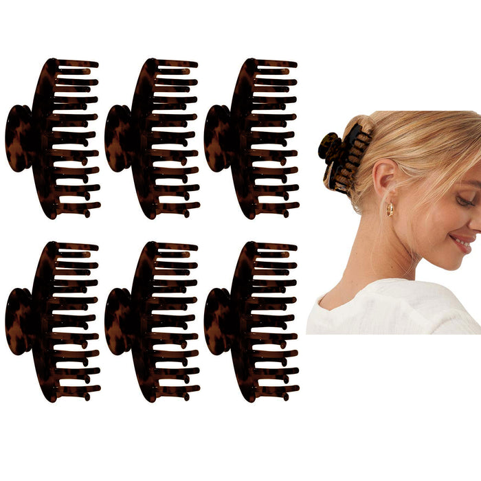6 Pc Hair Claw Clips 3.5" Jaw Clip Jumbo Tortoise Shell Design Banana Clamp Updo