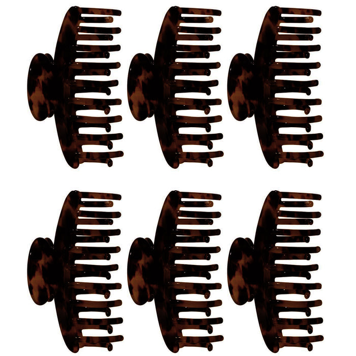 6 Pc Hair Claw Clips 3.5" Jaw Clip Jumbo Tortoise Shell Design Banana Clamp Updo