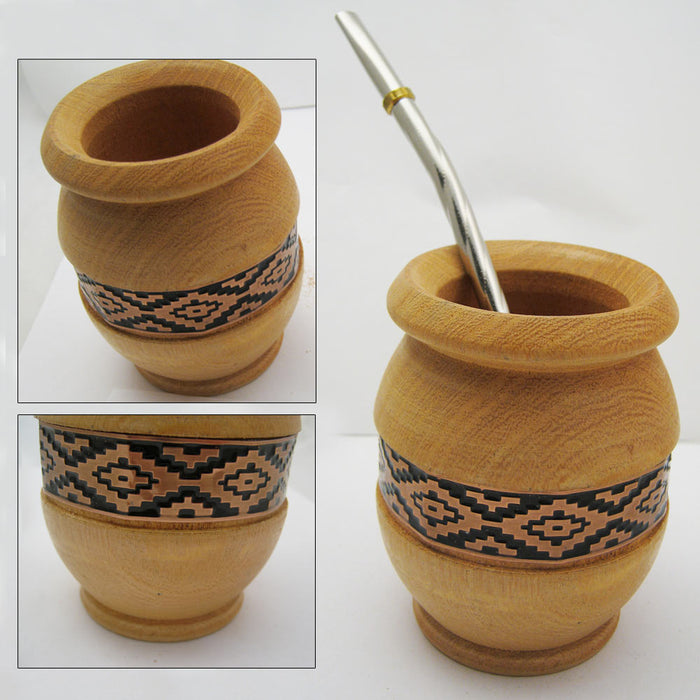 ARGENTINA MATE GOURD YERBA TEA CUP WITH STRAW BOMBILLA HANDMADE DETOX DRINK 1536