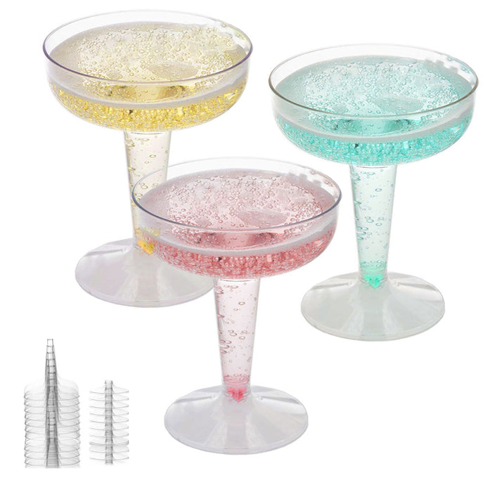24 Count Champagne Flutes 5.4 oz Party Essentials Hard Plastic Two Piece Glasses