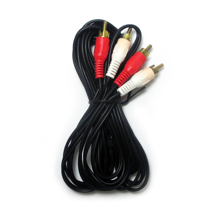 2 RCA Phono Male to Male 12 Ft White Red Stereo Audio Cable Adapter Gold Plugs