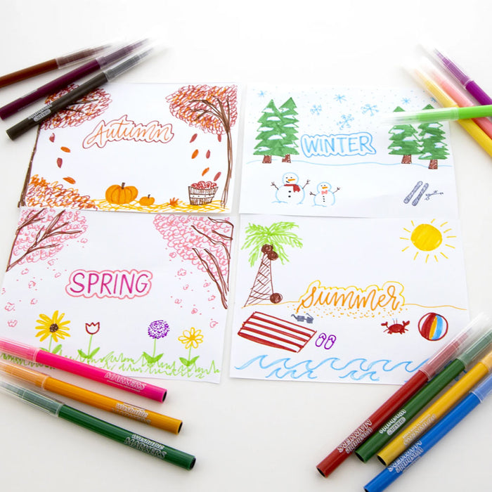 20 PC Coloring Markers Washable Fine Fibre Pens Marker Kids Adult Art School Set