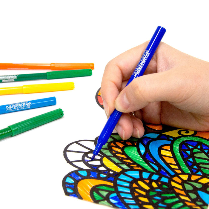 20 PC Coloring Markers Washable Fine Fibre Pens Marker Kids Adult Art School Set