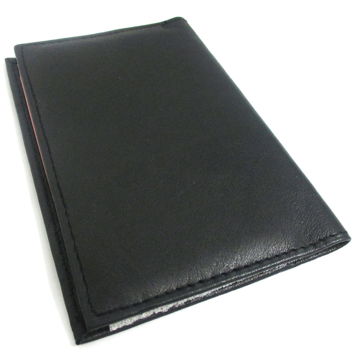 France French Leather Passport Cover Holder Black Wallet Case Card Protector New