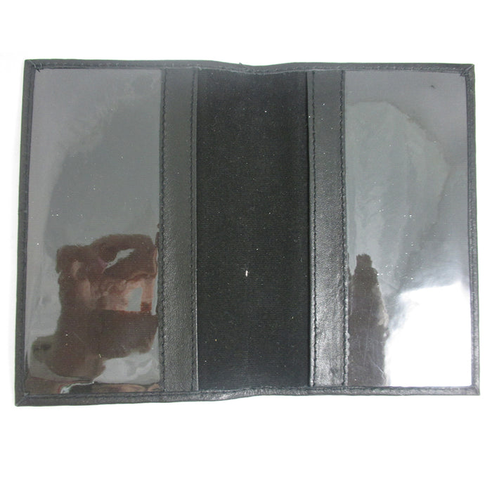 France French Leather Passport Cover Holder Black Wallet Case Card Protector New