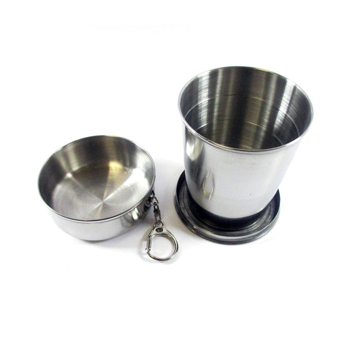 Stainless Steel Collapsible Cup Portable Outdoor Travel Folding Telescopic Chain