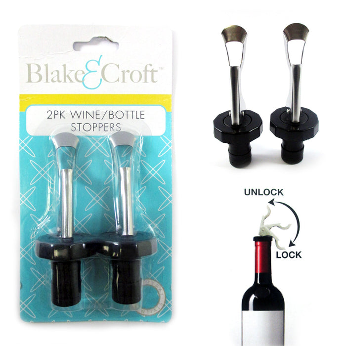 2 Wine Bottle Stoppers Keep Fresh Saver Vacuum Sealer Preserver Airtight Set