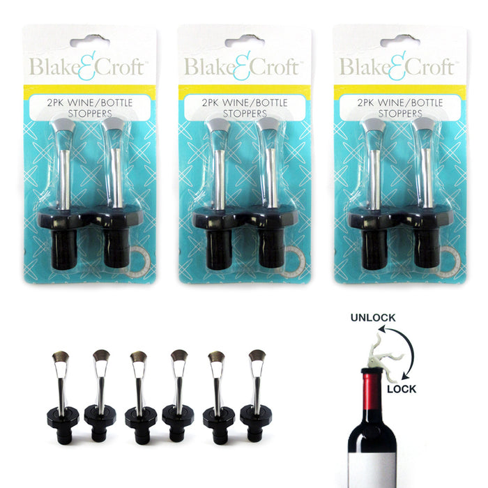 6 Wine Bottle Stoppers Keep Fresh Saver Vacuum Sealer Preserver Airtight Set