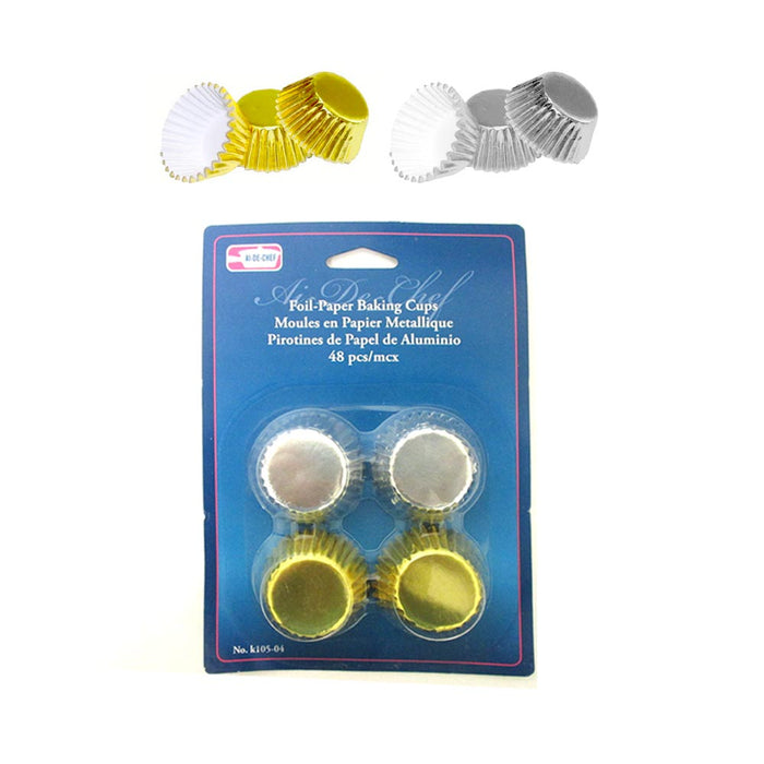48 Pc Paper Cupcake Cup Aluminium Foil Muffin Baking Cups Liners Cupcakes Case