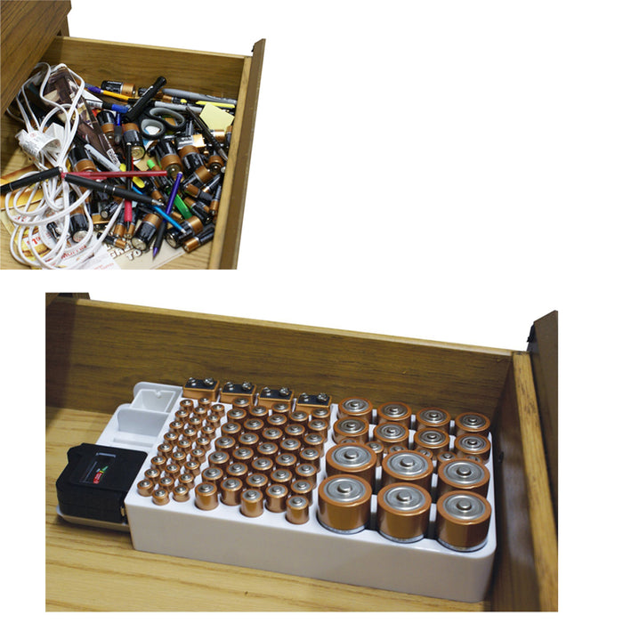 Battery Storage Organizer Rack 82 Holder Tester Case Box Organize Hold AA AAA 9V