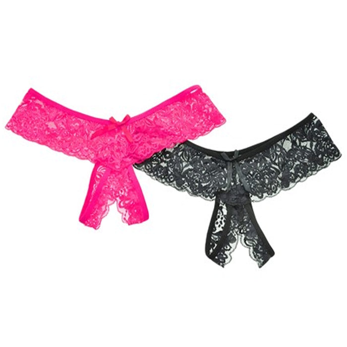 2pc Women Sexy Lace Crotchless Thongs Panties Underwear Lingerie G-String XLarge