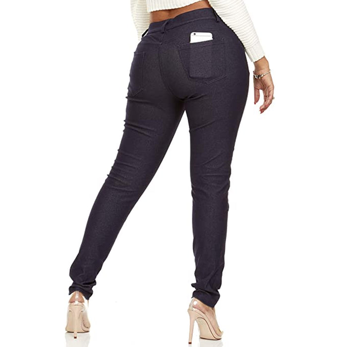 1 Women Skinny Sexy Jeggings Slimming Leggings Faux Denim Jeans Fashion Pants M