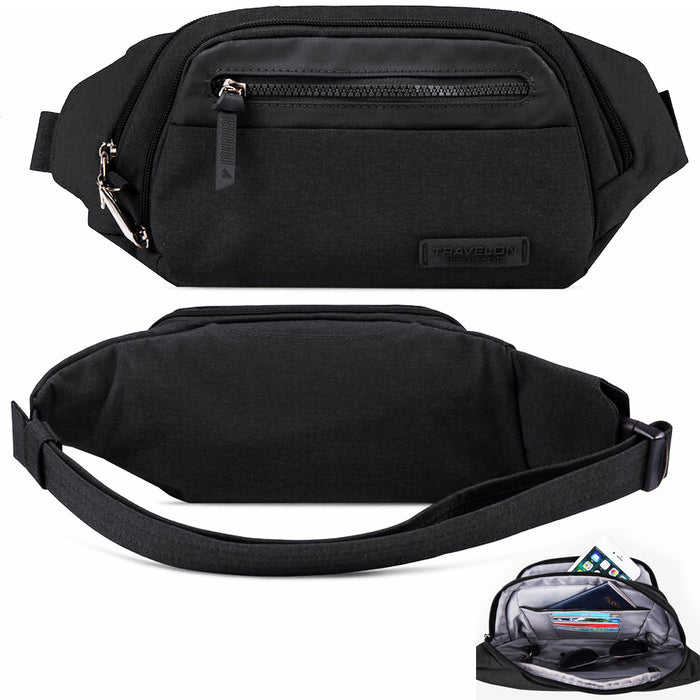 Travelon Anti-Theft Metro Waistpack RFID Waist Bag FannyPack Wallet Black Travel