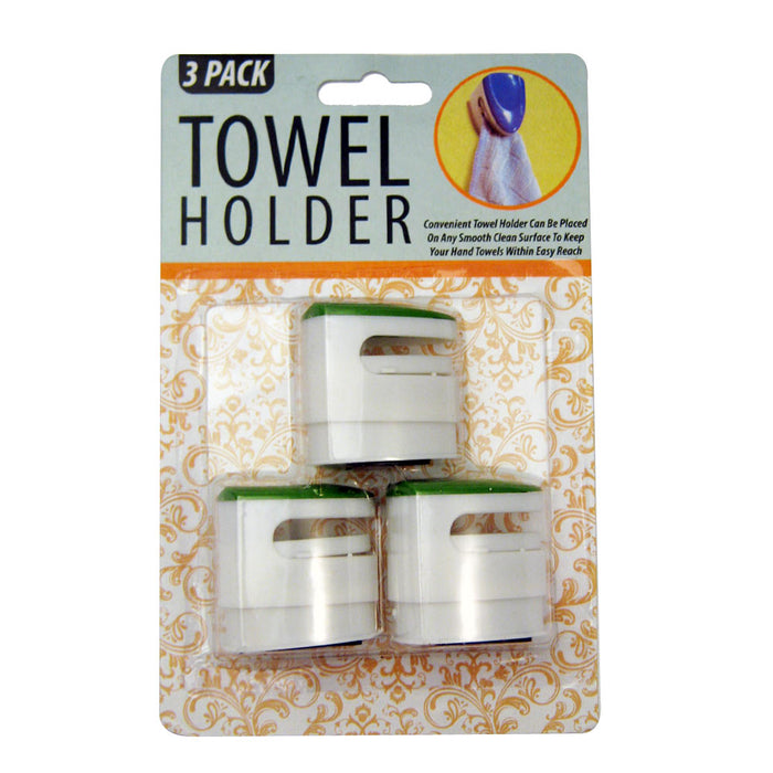 3 Towel Holders Clear Push In Grip Kitchen Cloth Self Adhesive Bar Bathroom New