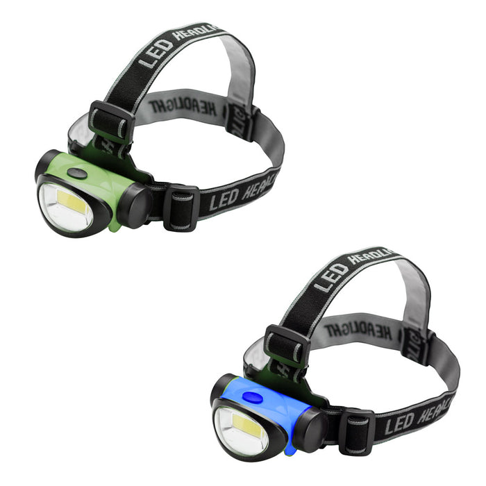 2 Pack LED Headlamp Adjustable Strap 3 Mode Headlight Waterproof Walking Camping
