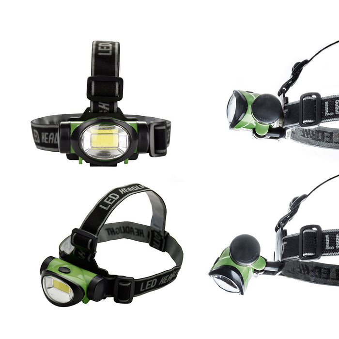 2 Pack LED Headlamp Adjustable Strap 3 Mode Headlight Waterproof Walking Camping