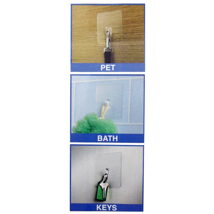 24 Pc Clear Reusable Wall Hooks Transparent Hangers Decorate Removable Home
