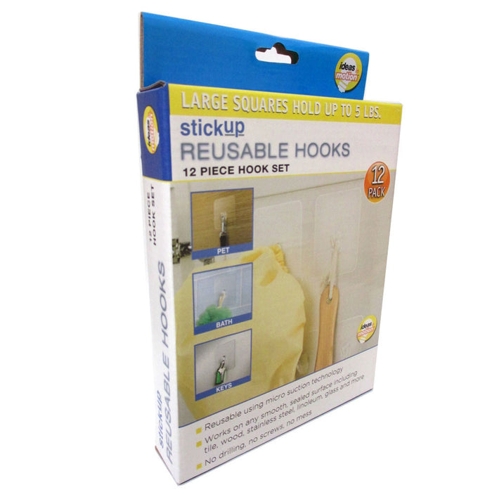 24 Pc Clear Reusable Wall Hooks Transparent Hangers Decorate Removable Home