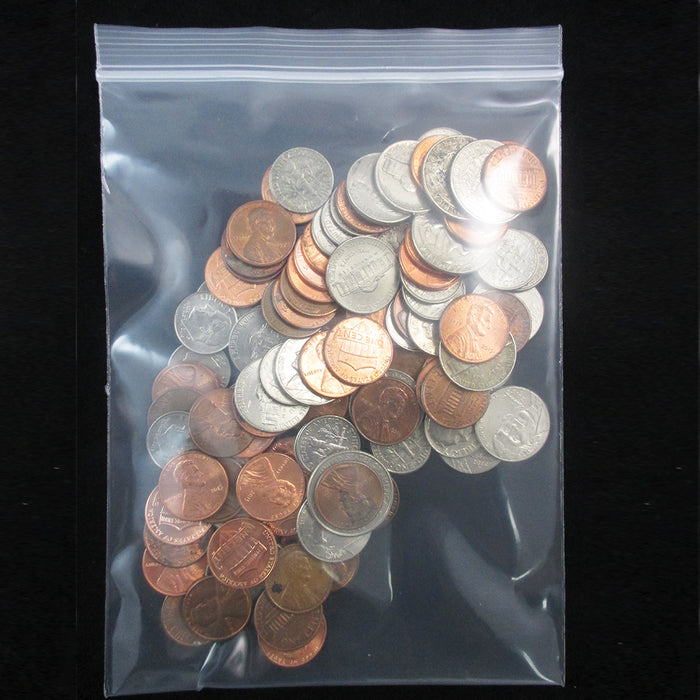 Pack of 100 Clear Zipper Bags 5" x 7" Seal Reclosable 2 Mil Poly Jewelry Baggies