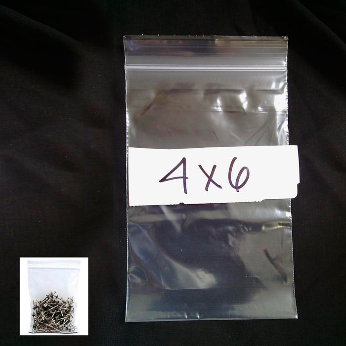 100 W 4"x6" H Bags Reclosable Poly 4Mil Clear Baggies Resealable Storage