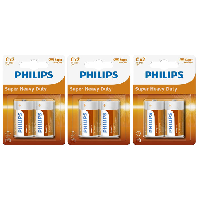 Pack 12 Philips Ultra C Batteries Zinc Chloride Battery R14 Toy Clocks