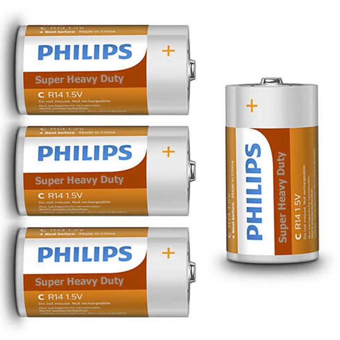 Pack 24 Philips C Battery R14 1.5V Batteries Exp 2022 Clock Remote Alarm Lot New