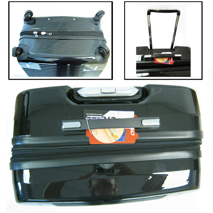 3 Pc Luggage Set Suitcases Spinner Bag Rolling Expandable Travel Trolley Black