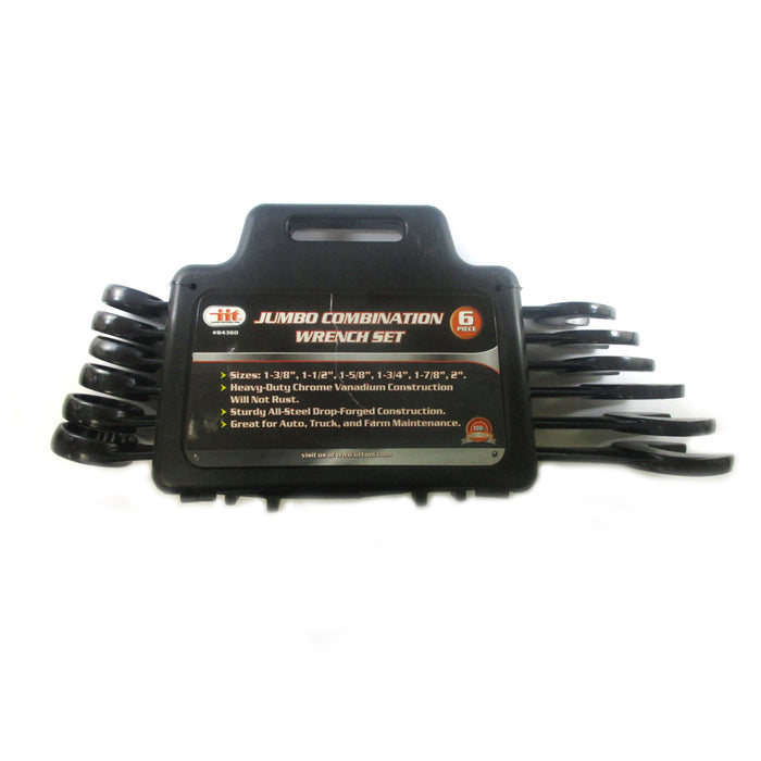 6 Pc Wrench Set Jumbo Combination Huge Large Metric Big Tools Heavy Duty Kit