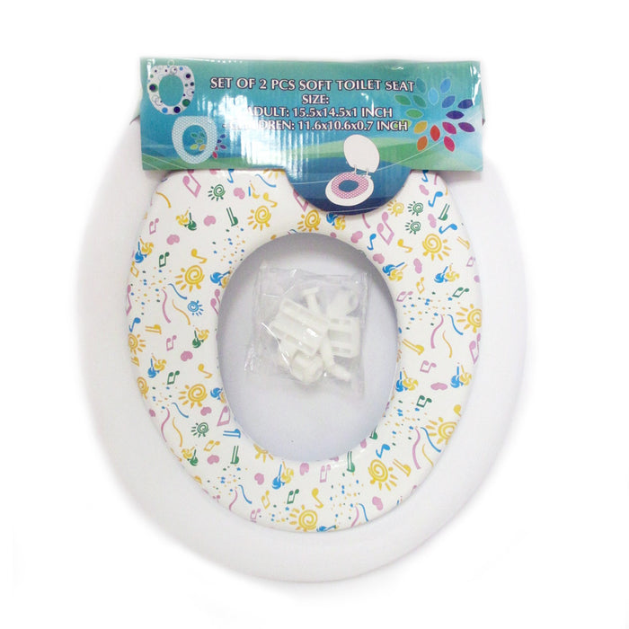 2 in 1 Toilet Seat with Soft Cushion Adults Children Elongated Shape Universal