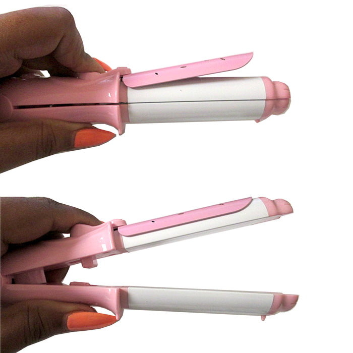 1pc Hair Mini Travel Curling Flat Iron Straightener With Case Compact Heat Tools