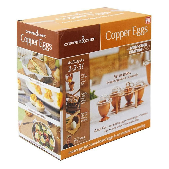 5pc Set Copper Egg Poacher Maker Non-Stick Cup Boiler Saucepan Cookware with Lid