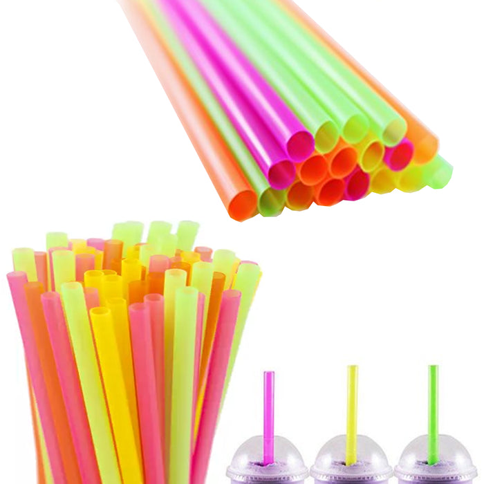 100 Neon Drinking Straws Party Milkshake Smoothie Plastic Colors Home Bar Drink